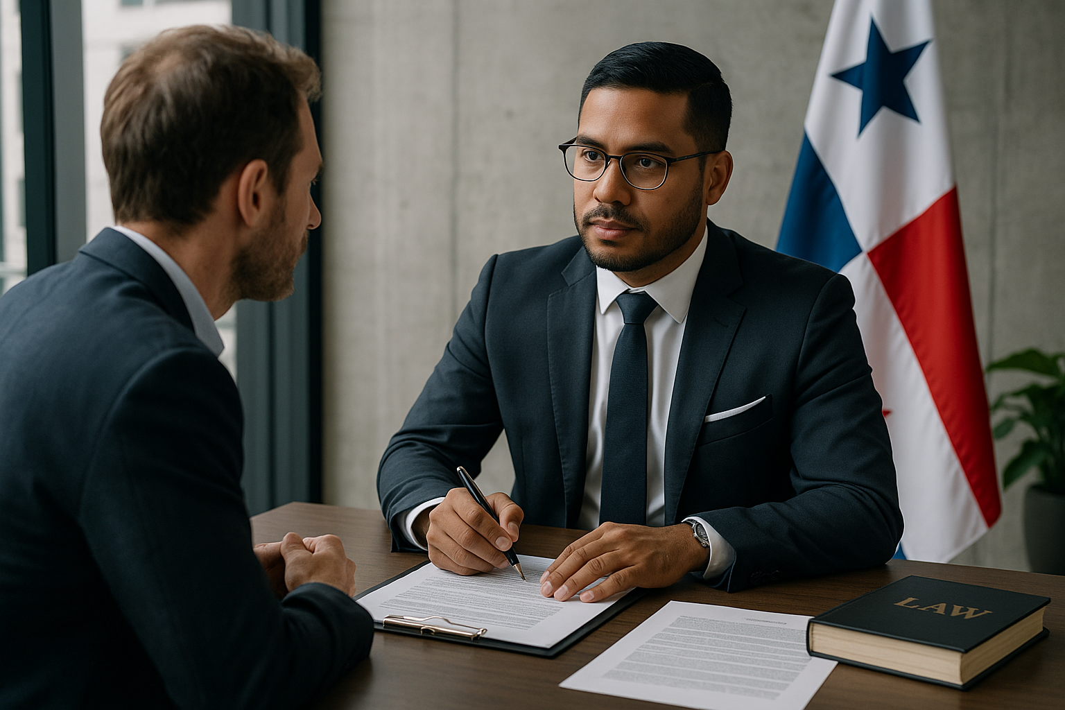 Abogado de migración en Panamá asesorando a cliente extranjero